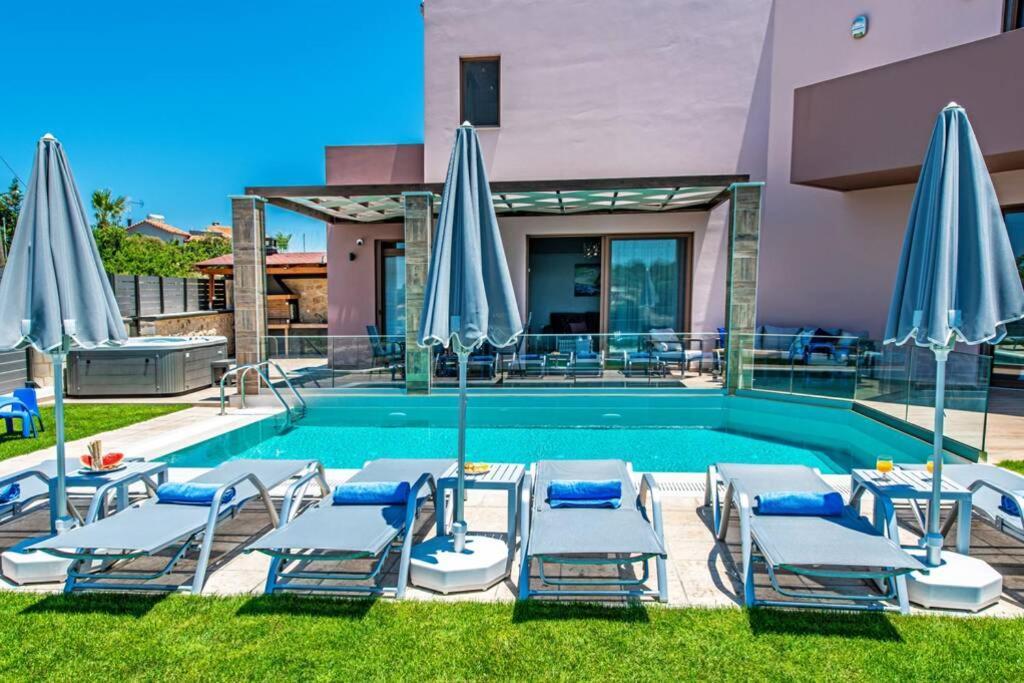 Villa Anthi, A Modern Villa With Salted Water Pool,Hot Tub & Bbq! Rethymno Exterior foto